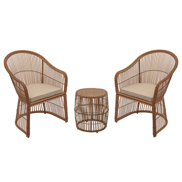 Lustig 3 Piece Rattan Seating Group with Cushions